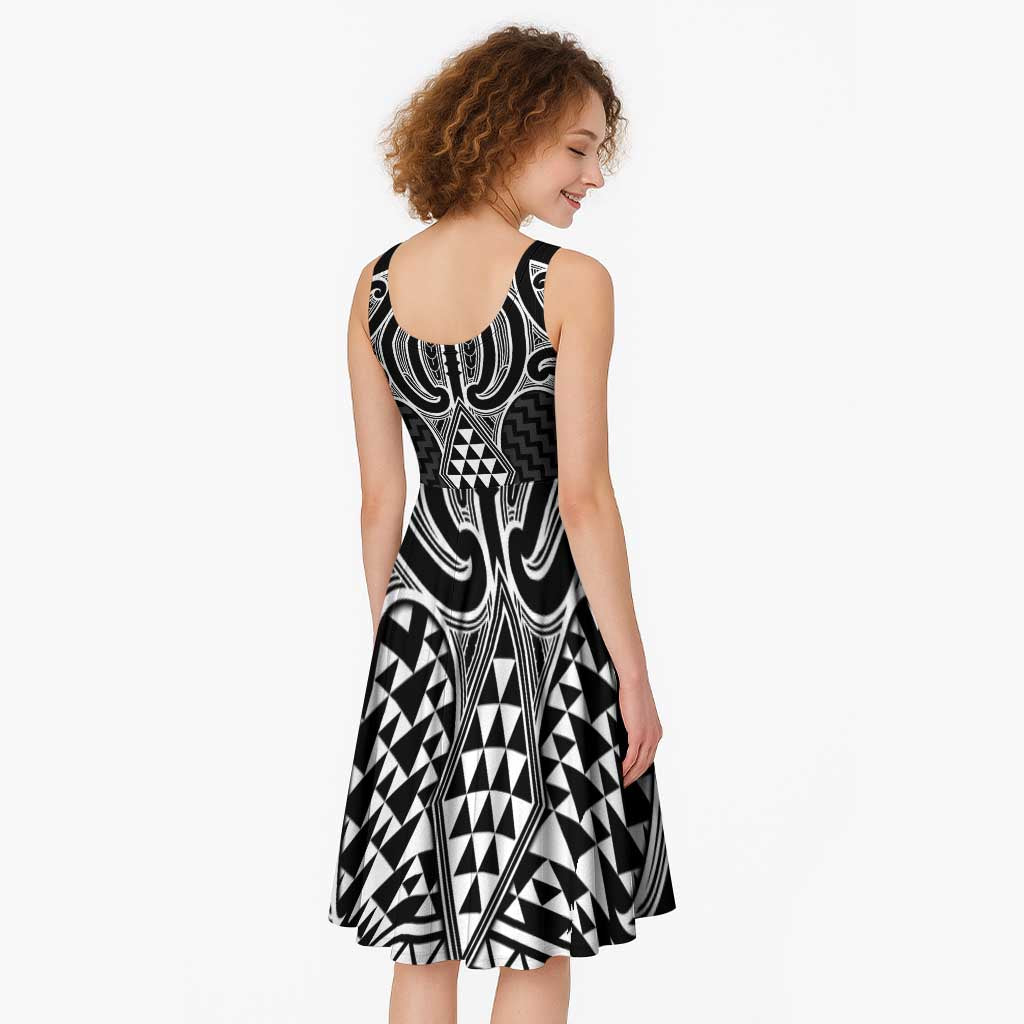 Ma Maori Ta Moko Poutama Art Midi Dress LT9 - Polynesian Pride