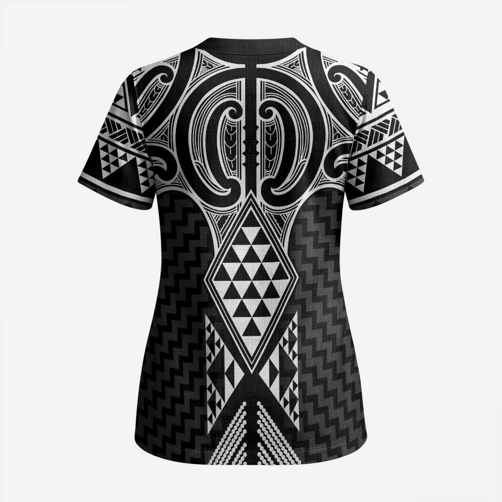 Ma Maori Ta Moko Poutama Art Scrub Top LT9 - Polynesian Pride