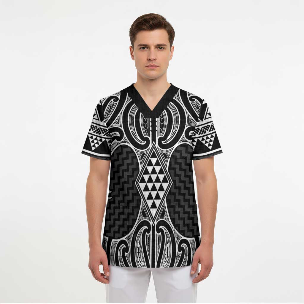 Ma Maori Ta Moko Poutama Art Scrub Top LT9 - Polynesian Pride