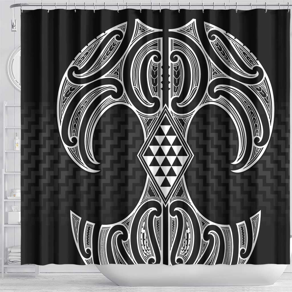 Ma Maori Ta Moko Poutama Art Shower Curtain LT9 - Polynesian Pride