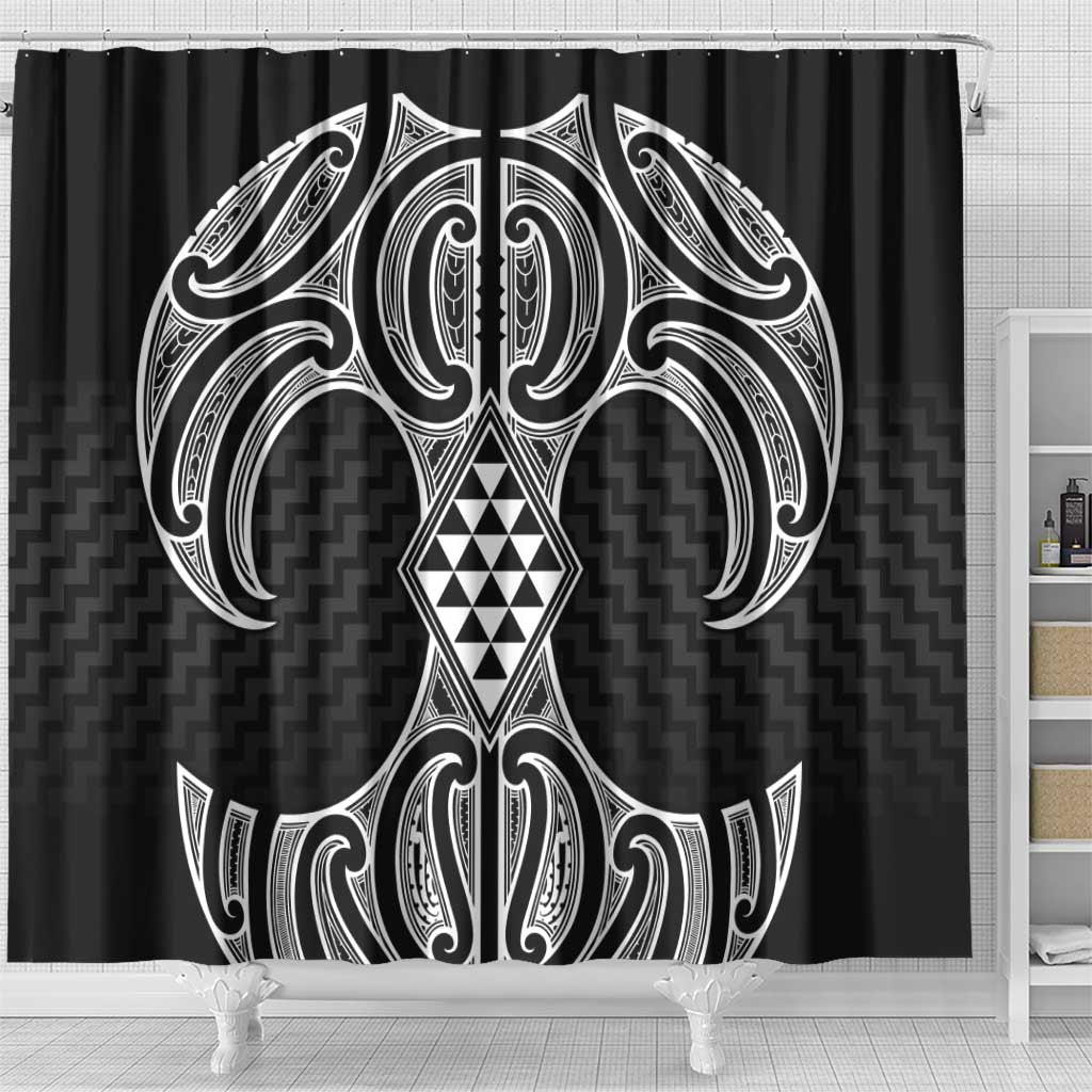 Ma Maori Ta Moko Poutama Art Shower Curtain LT9 - Polynesian Pride