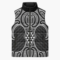 Ma Maori Ta Moko Poutama Art Sleeveless Puffer Jacket LT9 Unisex White - Polynesian Pride
