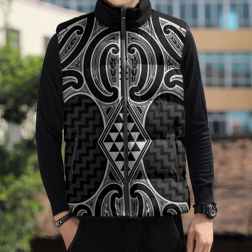 Ma Maori Ta Moko Poutama Art Sleeveless Puffer Jacket LT9 - Polynesian Pride