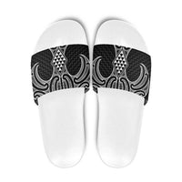 Ma Maori Ta Moko Poutama Art Slide Sandals LT9 White - Polynesian Pride