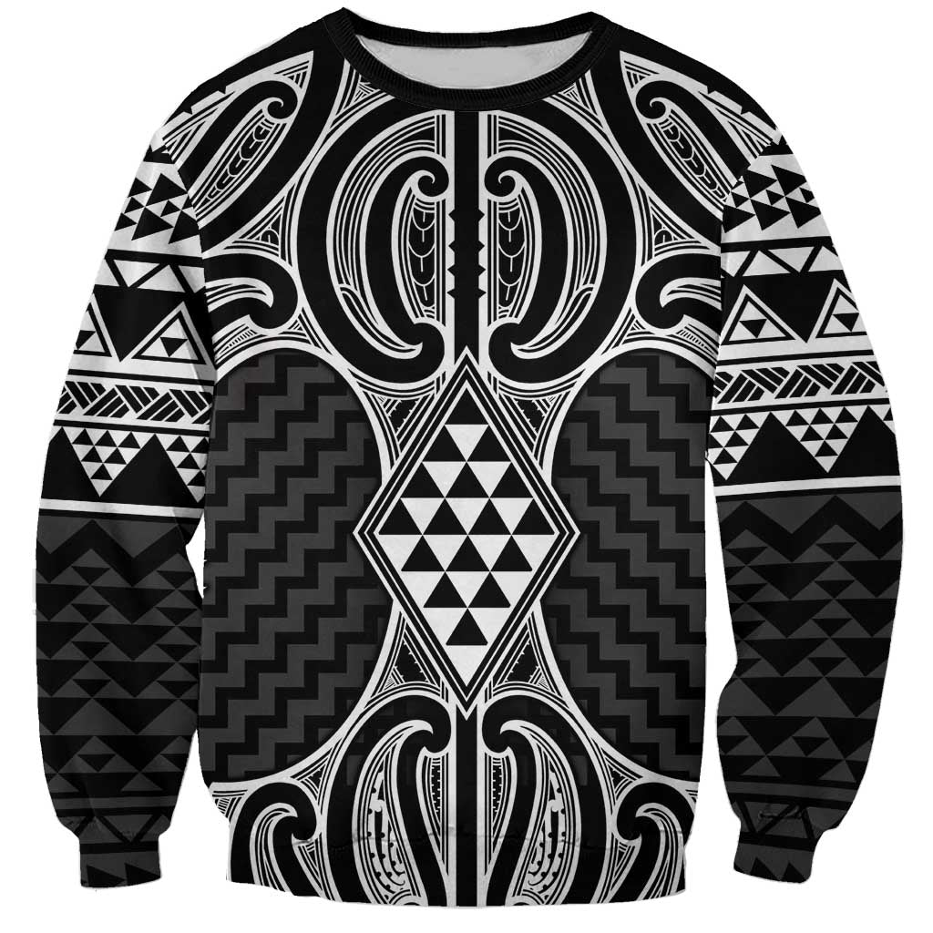 Ma Maori Ta Moko Poutama Art Sweatshirt LT9 Unisex White - Polynesian Pride