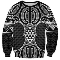 Ma Maori Ta Moko Poutama Art Sweatshirt LT9 Unisex White - Polynesian Pride