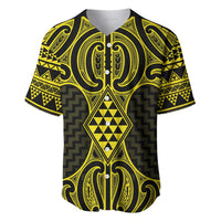 Mahi-dawg Maori Ta Moko Poutama Art Baseball Jersey LT9 Yellow - Polynesian Pride