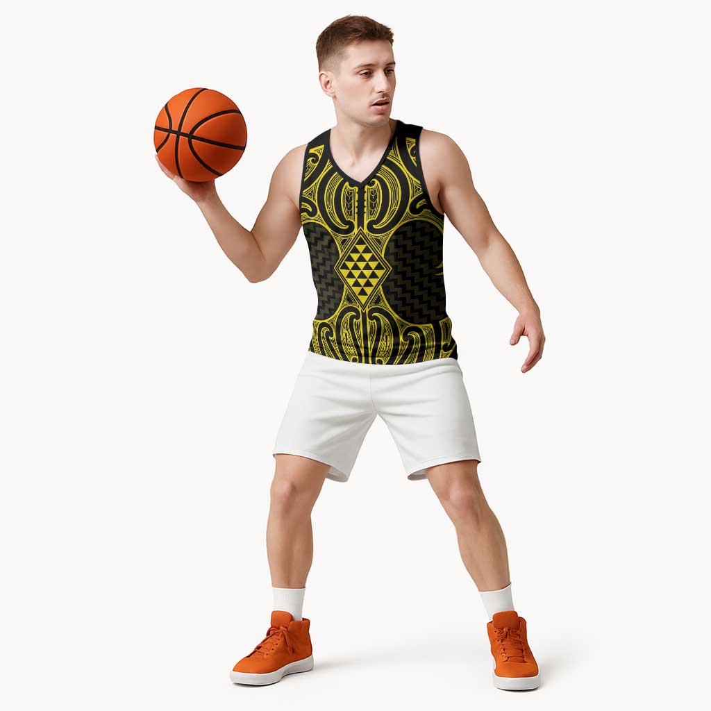Mahi-dawg Maori Ta Moko Poutama Art Basketball Jersey LT9 - Polynesian Pride