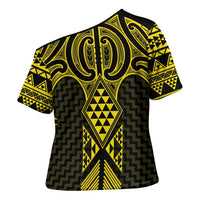 Mahi-dawg Maori Ta Moko Poutama Art Cross Shoulder Shirt LT9 - Polynesian Pride