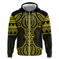 Mahi-dawg Maori Ta Moko Poutama Art Hoodie LT9 Zip Hoodie Yellow - Polynesian Pride