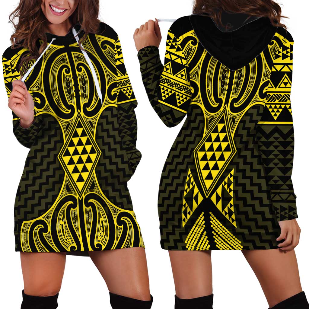 Mahi-dawg Maori Ta Moko Poutama Art Hoodie Dress LT9 - Polynesian Pride