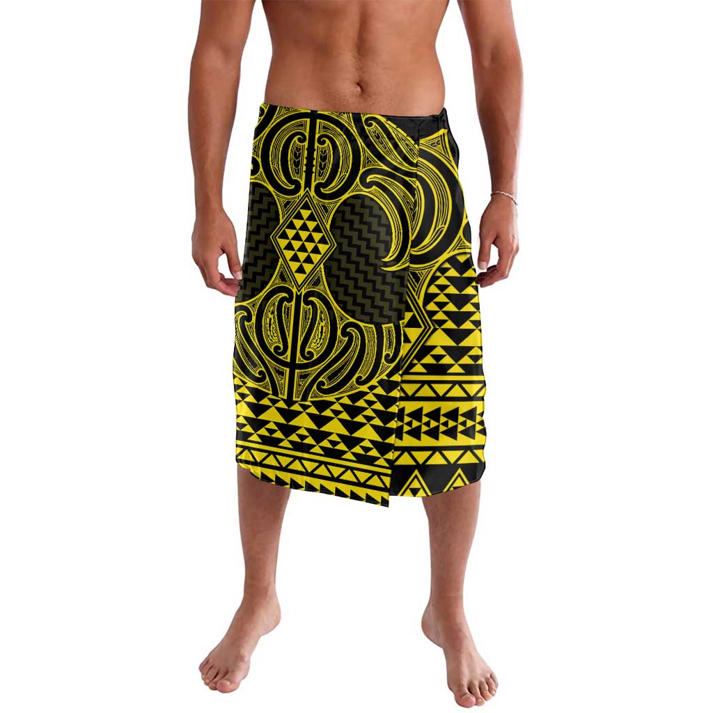 Mahi-dawg Maori Ta Moko Poutama Art Lavalava LT9 Yellow - Polynesian Pride