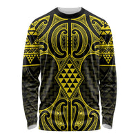 Mahi-dawg Maori Ta Moko Poutama Art Long Sleeve Shirt LT9 Unisex Yellow - Polynesian Pride