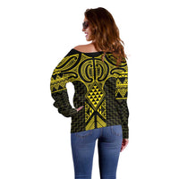 Mahi-dawg Maori Ta Moko Poutama Art Off Shoulder Sweater LT9 - Polynesian Pride