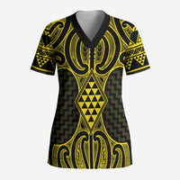 Mahi-dawg Maori Ta Moko Poutama Art Scrub Top LT9 Adult Yellow - Polynesian Pride