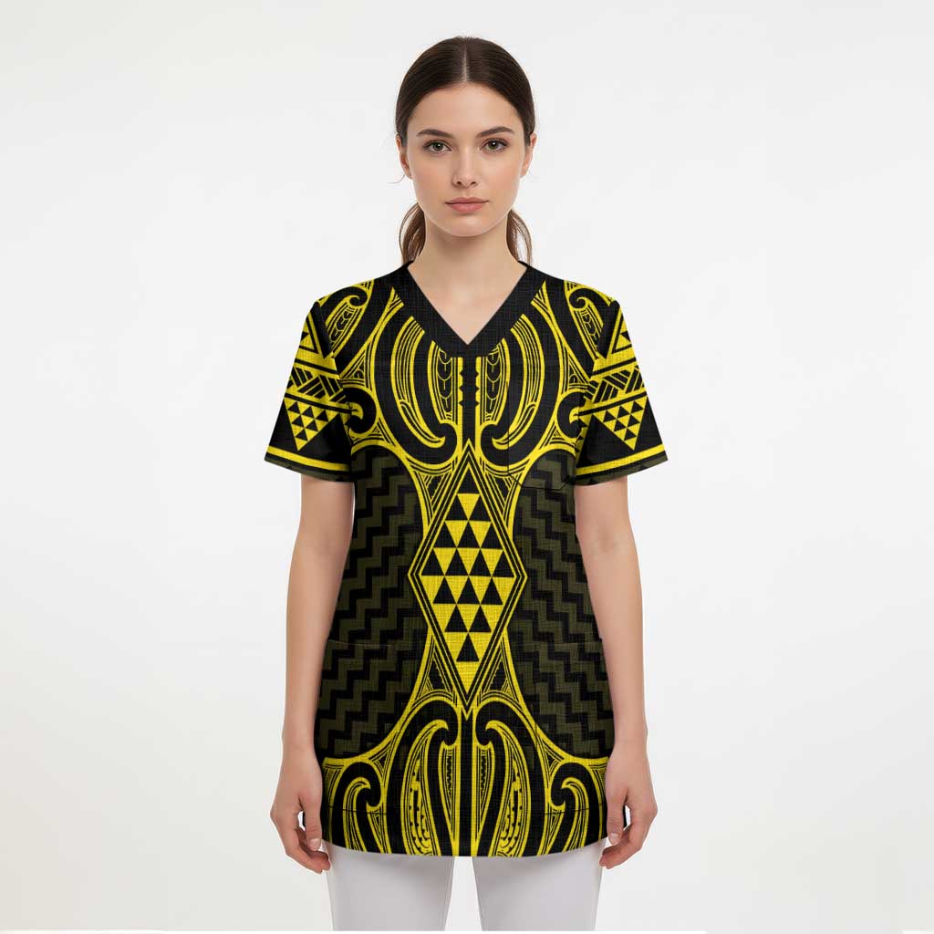 Mahi-dawg Maori Ta Moko Poutama Art Scrub Top LT9 - Polynesian Pride