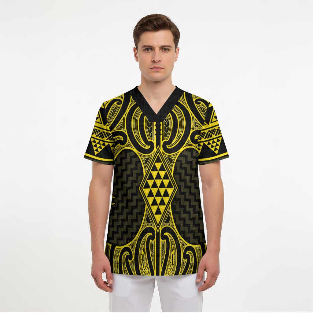 Mahi-dawg Maori Ta Moko Poutama Art Scrub Top LT9 - Polynesian Pride