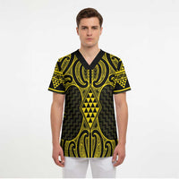 Mahi-dawg Maori Ta Moko Poutama Art Scrub Top LT9 - Polynesian Pride