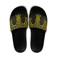 Mahi-dawg Maori Ta Moko Poutama Art Slide Sandals LT9 Yellow - Polynesian Pride