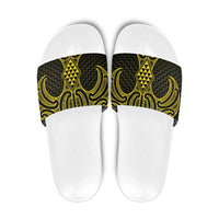 Mahi-dawg Maori Ta Moko Poutama Art Slide Sandals LT9 Yellow - Polynesian Pride
