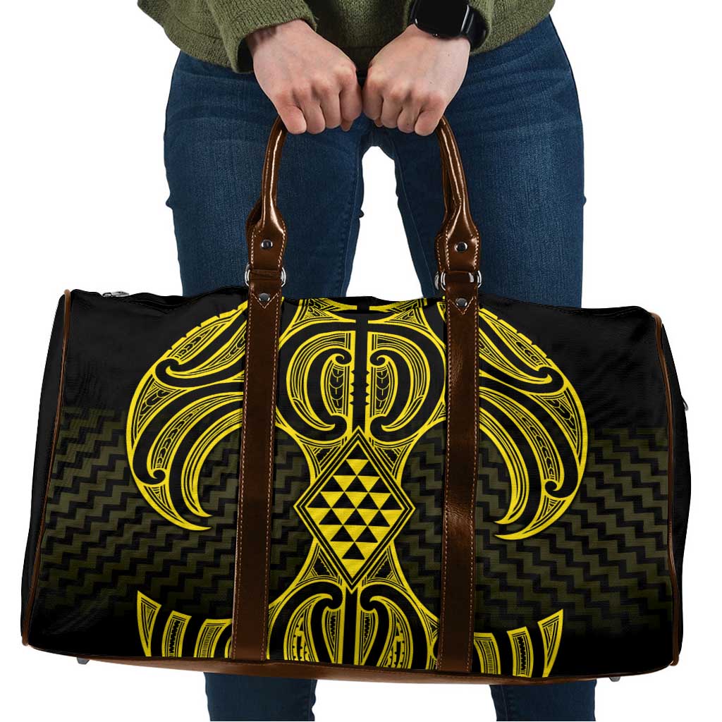 Mahi-dawg Maori Ta Moko Poutama Art Travel Bag LT9 Yellow - Polynesian Pride