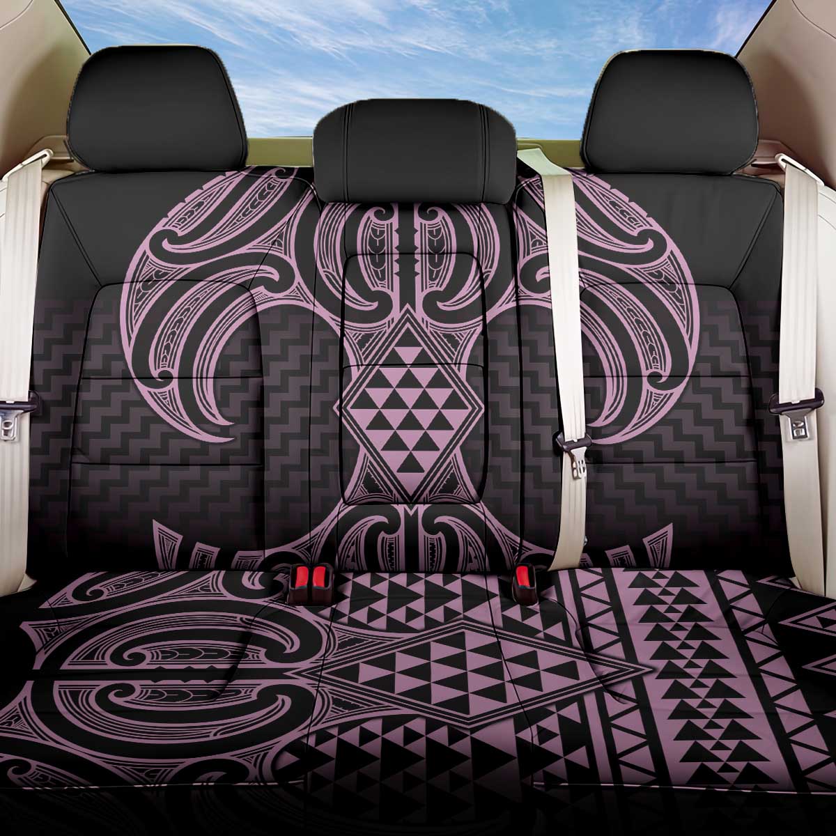 Mawhero Maori Ta Moko Poutama Art Back Car Seat Cover LT9 One Size Pink - Polynesian Pride