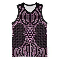 Mawhero Maori Ta Moko Poutama Art Basketball Jersey LT9 Unisex Pink - Polynesian Pride