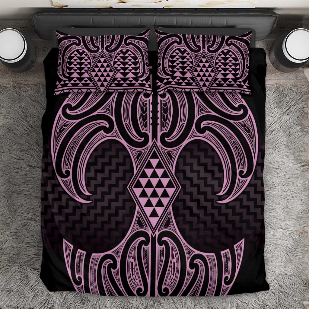 Mawhero Maori Ta Moko Poutama Art Bedding Set LT9 Pink - Polynesian Pride