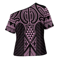 Mawhero Maori Ta Moko Poutama Art Cross Shoulder Shirt LT9 - Polynesian Pride