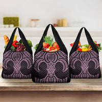 Mawhero Maori Ta Moko Poutama Art Grocery Bag LT9 3-pack One Size Pink - Polynesian Pride