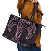Mawhero Maori Ta Moko Poutama Art Leather Tote Bag LT9 - Polynesian Pride