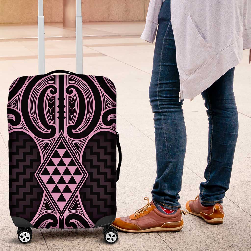 Mawhero Maori Ta Moko Poutama Art Luggage Cover LT9 Pink - Polynesian Pride