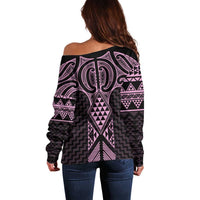 Mawhero Maori Ta Moko Poutama Art Off Shoulder Sweater LT9 - Polynesian Pride
