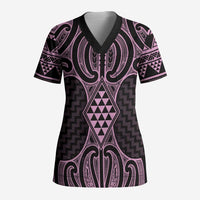 Mawhero Maori Ta Moko Poutama Art Scrub Top LT9 Adult Pink - Polynesian Pride