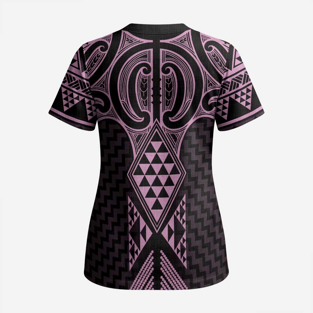 Mawhero Maori Ta Moko Poutama Art Scrub Top LT9 - Polynesian Pride