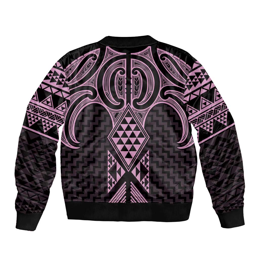 Mawhero Maori Ta Moko Poutama Art Sleeve Zip Bomber Jacket LT9 - Polynesian Pride