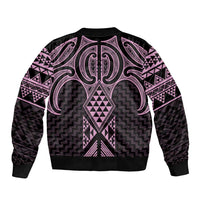 Mawhero Maori Ta Moko Poutama Art Sleeve Zip Bomber Jacket LT9 - Polynesian Pride
