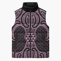 Mawhero Maori Ta Moko Poutama Art Sleeveless Puffer Jacket LT9 Unisex Pink - Polynesian Pride