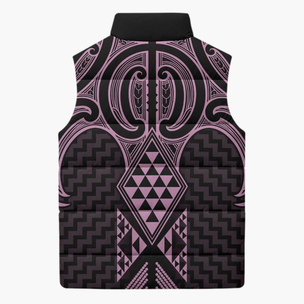 Mawhero Maori Ta Moko Poutama Art Sleeveless Puffer Jacket LT9 - Polynesian Pride