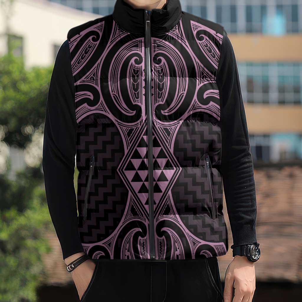 Mawhero Maori Ta Moko Poutama Art Sleeveless Puffer Jacket LT9 - Polynesian Pride