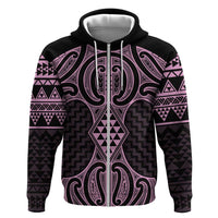 Mawhero Maori Ta Moko Poutama Art Zip Hoodie LT9 Zip Hoodie Pink - Polynesian Pride
