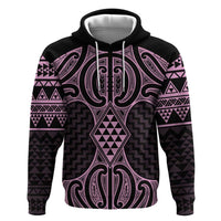 Mawhero Maori Ta Moko Poutama Art Zip Hoodie LT9 Pullover Hoodie Pink - Polynesian Pride
