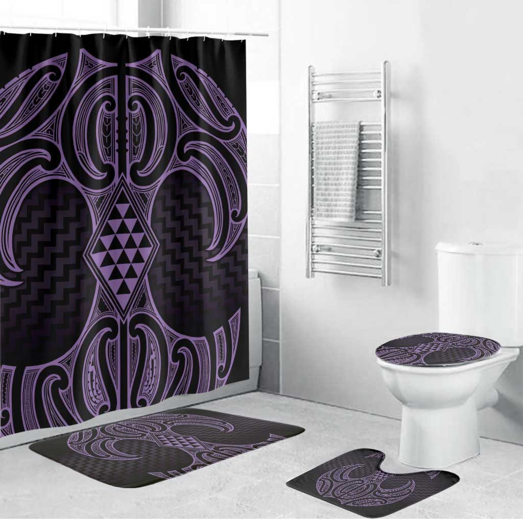 Waiporoporo Maori Ta Moko Poutama Art Bathroom Set LT9 Bathroom Set (4 pcs) Purple - Polynesian Pride
