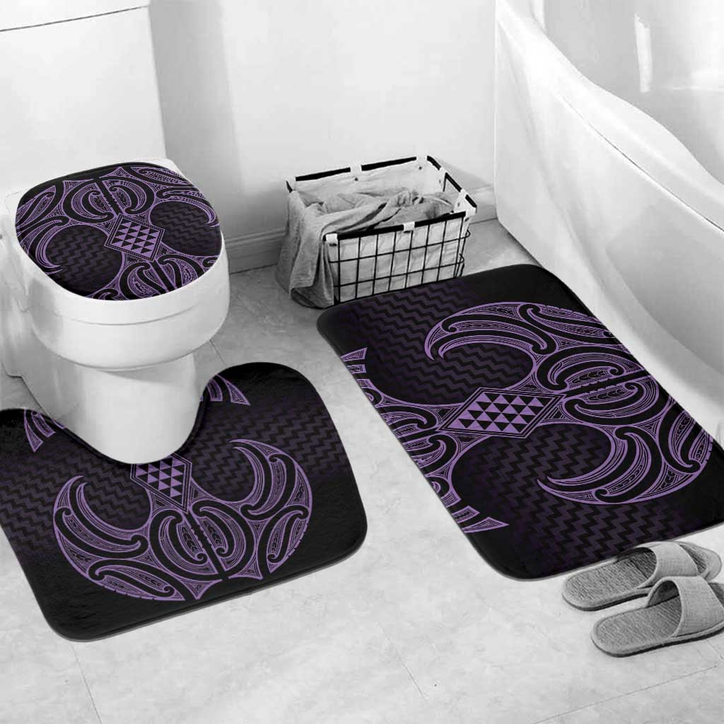 Waiporoporo Maori Ta Moko Poutama Art Bathroom Set LT9 Mat Set Only (3 pcs) One Size Purple - Polynesian Pride