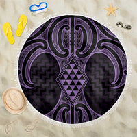 Waiporoporo Maori Ta Moko Poutama Art Beach Blanket LT9 One Size 150cm Purple - Polynesian Pride