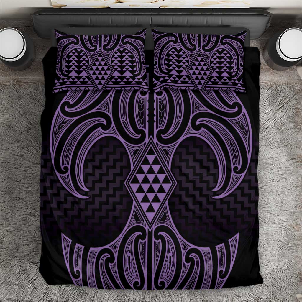 Waiporoporo Maori Ta Moko Poutama Art Bedding Set LT9 Purple - Polynesian Pride
