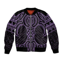 Waiporoporo Maori Ta Moko Poutama Art Bomber Jacket LT9 Unisex Purple - Polynesian Pride