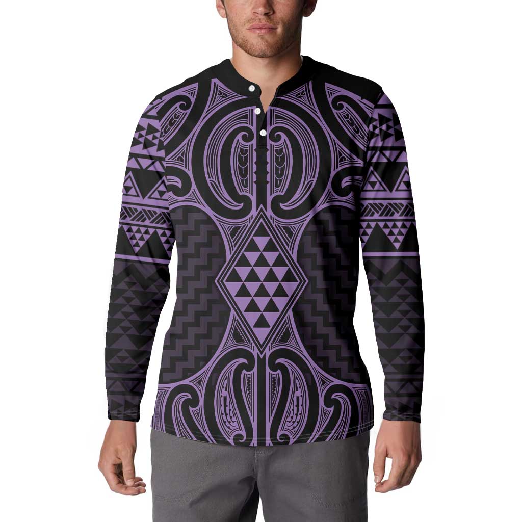 Waiporoporo Maori Ta Moko Poutama Art Button Sweatshirt LT9 - Polynesian Pride