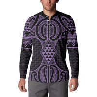 Waiporoporo Maori Ta Moko Poutama Art Button Sweatshirt LT9 - Polynesian Pride