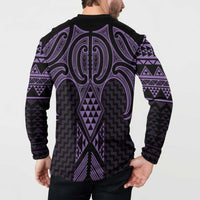 Waiporoporo Maori Ta Moko Poutama Art Button Sweatshirt LT9 - Polynesian Pride